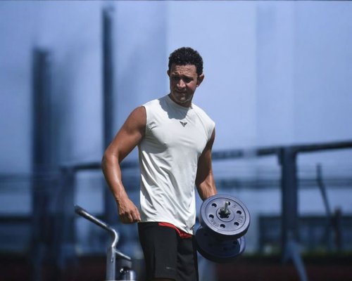 Man doing exercise in gym healthy
